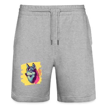 Husky - Stanley/Stella Unisex Bio Joggingshorts Trainer  - Grau meliert - Vorne - Nik (191cm) & Marisol (170cm)