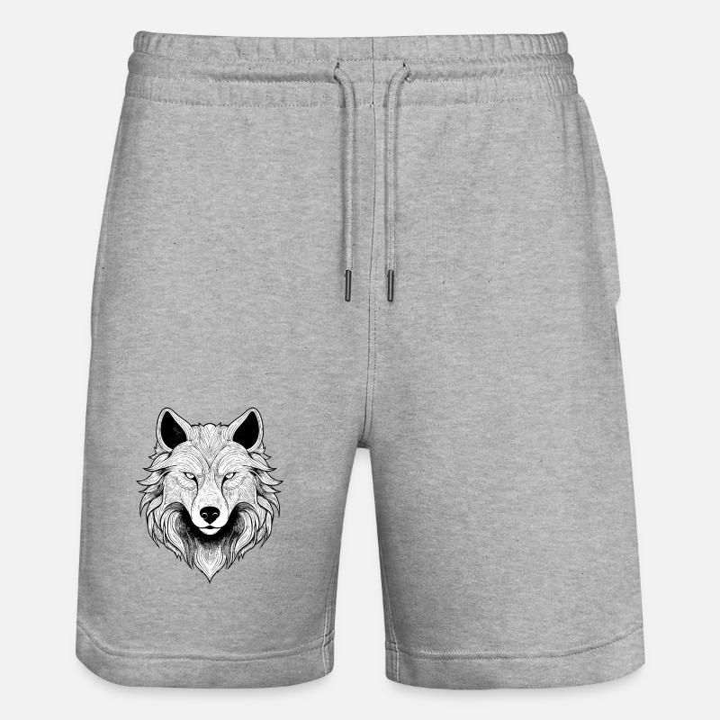 Tête de loup mystique avec détails - Short de jogging bio TRAINER Stanley/Stella unisexe - gris chiné