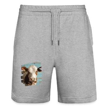 Kuh Bauer - Stanley/Stella Unisex Bio Joggingshorts Trainer  - Grau meliert - Vorne - Nik (191cm) & Marisol (170cm)