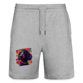 Caniche - Short de jogging bio TRAINER Stanley/Stella unisexe - gris chiné - Devant - Nik (191cm) & Marisol (170cm)