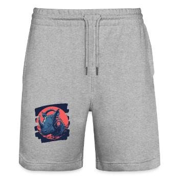 Nashorn - Stanley/Stella Unisex Bio Joggingshorts Trainer  - Grau meliert - Vorne - Nik (191cm) & Marisol (170cm)