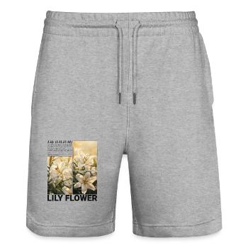 Fleur de lys Fleur de lys Botanique Esthétique Cadeau - Short de jogging bio TRAINER Stanley/Stella unisexe - gris chiné - Devant - Nik (191cm) & Marisol (170cm)