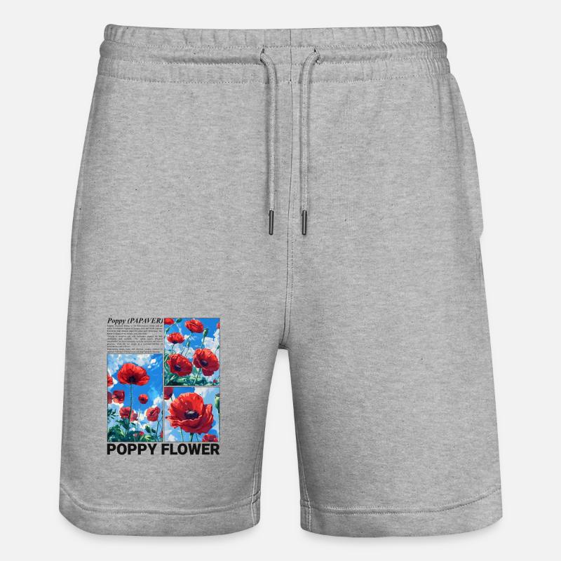 Coquelicot Nature Esthétique Botanique Fleur Cadeau - Short de jogging bio TRAINER Stanley/Stella unisexe - gris chiné