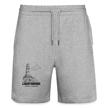 Leuchtturm Sketch Meer Urlaub Spruch - Stanley/Stella Unisex Bio Joggingshorts Trainer  - Grau meliert - Vorne - Nik (191cm) & Marisol (170cm)
