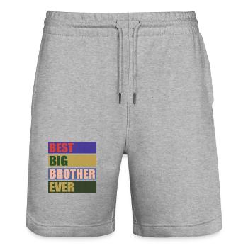 Le meilleur Big Brother de tous les temps ! Meilleur Big Brother de tous les temps - Short de jogging bio TRAINER Stanley/Stella unisexe - gris chiné - Devant - Nik (191cm) & Marisol (170cm)