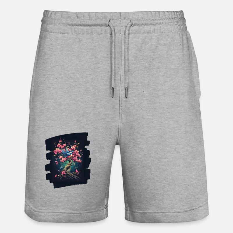 Printemps Printemps Début Fleur Fleurs - Short de jogging bio TRAINER Stanley/Stella unisexe - gris chiné