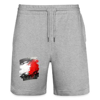 Drapeau polonais Pologne Polska - Short de jogging bio TRAINER Stanley/Stella unisexe - gris chiné - Devant - Nik (191cm) & Marisol (170cm)
