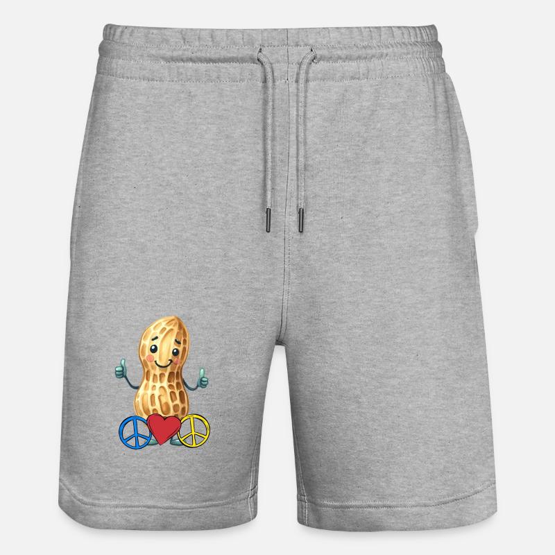 Erdnuss Peace Herz Frieden - Stanley/Stella Unisex Bio Joggingshorts Trainer  - Grau meliert