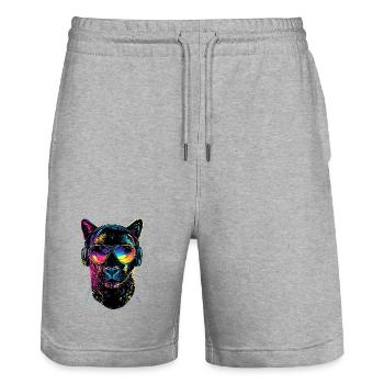 Panther Leopard Raubkatze Süße Großkatze Panter - Stanley/Stella Unisex Bio Joggingshorts Trainer  - Grau meliert - Vorne - Nik (191cm) & Marisol (170cm)