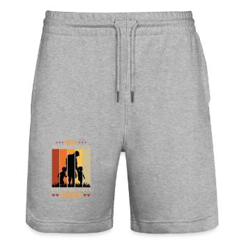 Bester Papa Der Welt Geschenke Weihnachten - Stanley/Stella Unisex Bio Joggingshorts Trainer  - Grau meliert - Vorne - Nik (191cm) & Marisol (170cm)