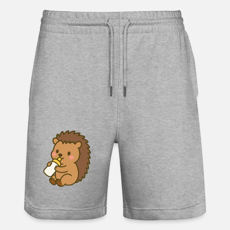 Igelchen mit Milchflasche - Stanley/Stella Unisex Bio Joggingshorts Trainer  - Grau meliert