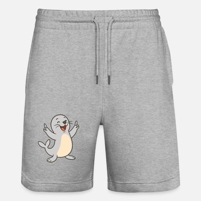 Fröhliche Robbe - Stanley/Stella Unisex Bio Joggingshorts Trainer  - Grau meliert