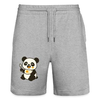 Futtern mit dem Panda-Jungtier – Kunterbunt süß - Stanley/Stella Unisex Bio Joggingshorts Trainer  - Grau meliert - Vorne - Nik (191cm) & Marisol (170cm)