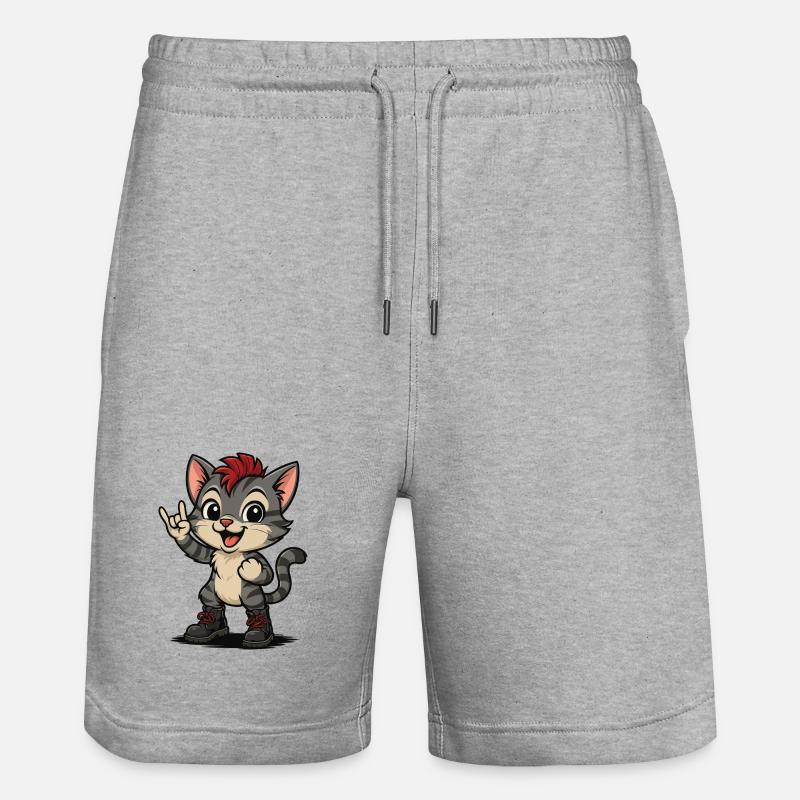 Punk Rock Chaton avec Bottes - Short de jogging bio TRAINER Stanley/Stella unisexe - gris chiné