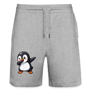 Süßer Pinguin Dab Tanz Gamer Kawaii Cartoon  - Stanley/Stella Unisex Bio Joggingshorts Trainer  - Grau meliert - Vorne - Nik (191cm) & Marisol (170cm)