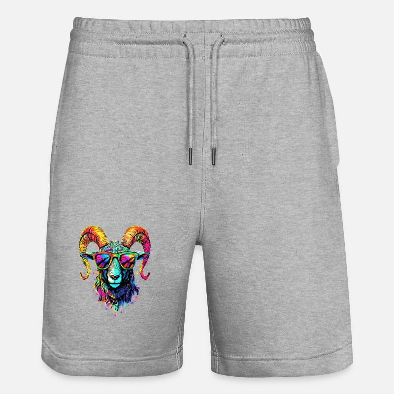 Ariete muflone Ariete Pecora Selvatica Pecora Maschio - Pantaloncini da jogger ecologici unisex Trainer di Stanley/Stella - grigio melange