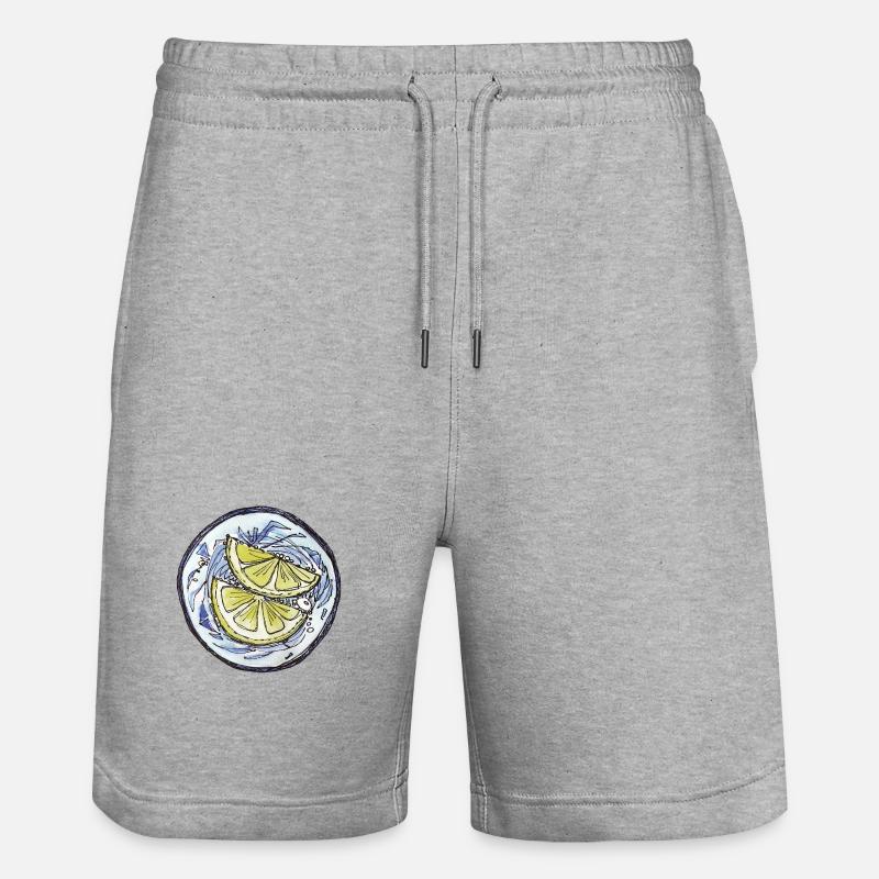 Dessin à la main du citron - Short de jogging bio TRAINER Stanley/Stella unisexe - gris chiné