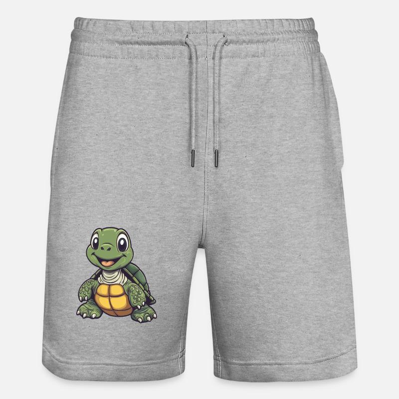 Tortue mignonne et joyeuse :) - Short de jogging bio TRAINER Stanley/Stella unisexe - gris chiné