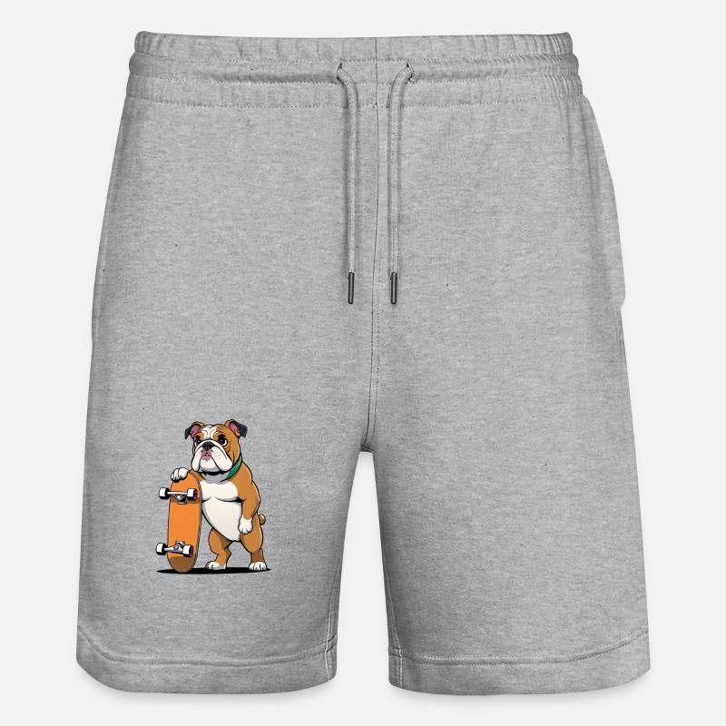 Bouledogue avec skateboard - Short de jogging bio TRAINER Stanley/Stella unisexe - gris chiné