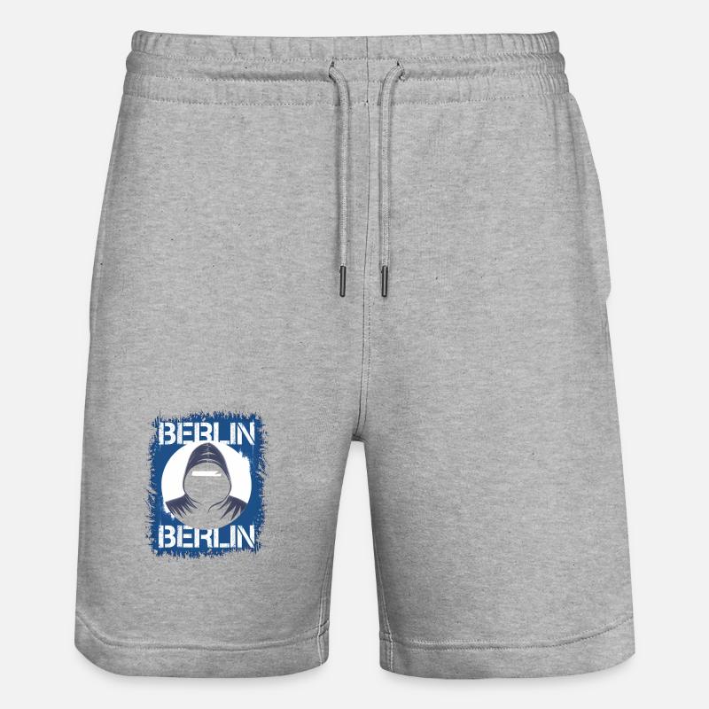 Sweat à capuche style graffiti Berlin - Short de jogging bio TRAINER Stanley/Stella unisexe - gris chiné
