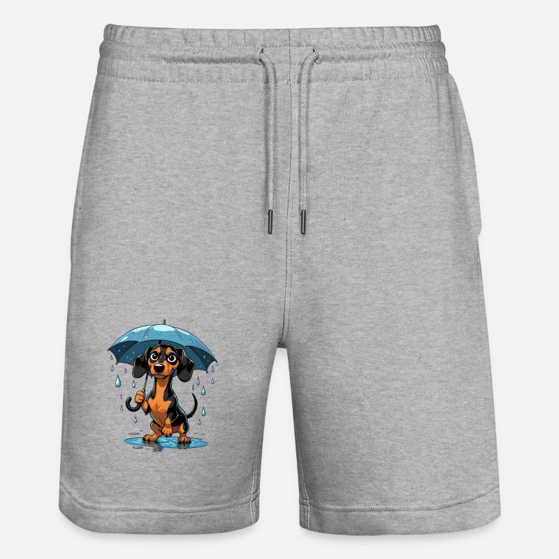 Teckel mignon avec parapluie - Short de jogging bio TRAINER Stanley/Stella unisexe - gris chiné