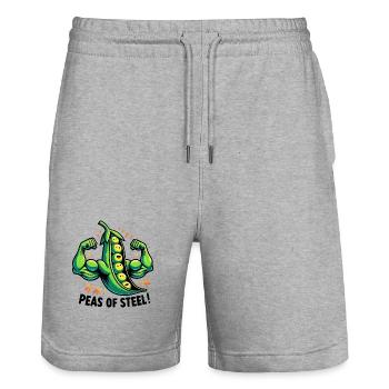 Peas of Steel - Stanley/Stella Trainer Unisex Organic Jogging Shorts - heather grey - Front - Nik (191cm) & Marisol (170cm)