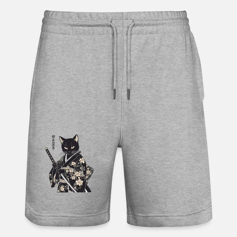 Chat samouraï – Style japonais moderne - Short de jogging bio TRAINER Stanley/Stella unisexe - gris chiné
