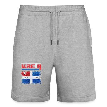 Kreatives Puzzle-Design mit Norwegischer Flagge - Stanley/Stella Unisex Bio Joggingshorts Trainer  - Grau meliert - Vorne - Nik (191cm) & Marisol (170cm)