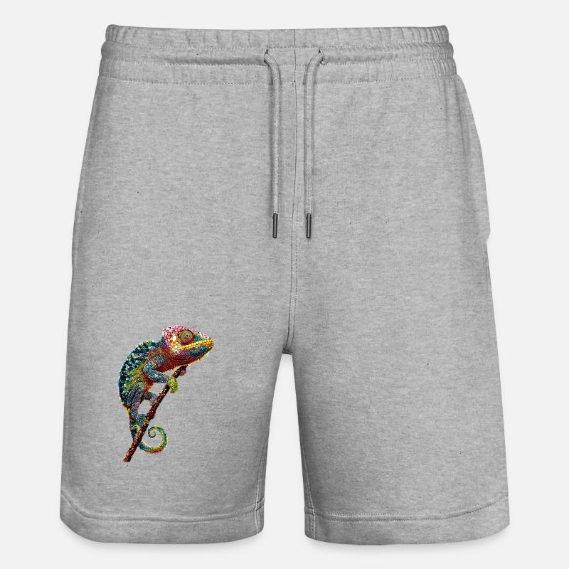 Chameleon Lizard Reptile Chameleon Iguana Lizard - Stanley/Stella Trainer Unisex Organic Jogging Shorts - heather grey