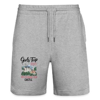 Girls Trip 2025 Neuschwanstein Castle - Stanley/Stella Unisex Bio Joggingshorts Trainer  - Grau meliert - Vorne - Nik (191cm) & Marisol (170cm)