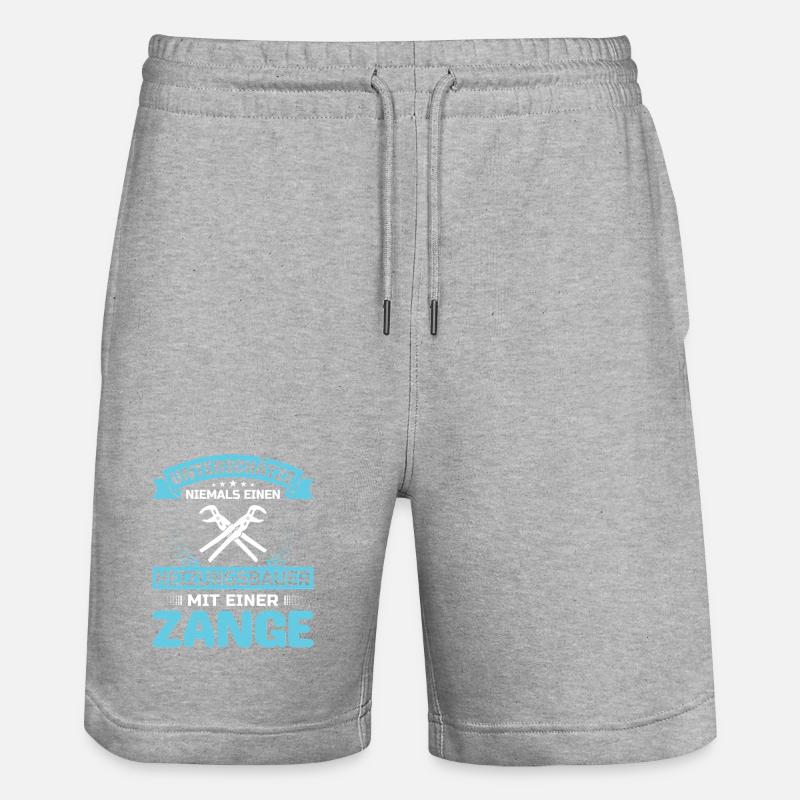 Heating Engineer Heating Construction Plumber Plumber - Stanley/Stella Trainer Unisex Organic Jogging Shorts - heather grey