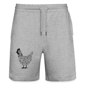 Künstlerischer Chakra-Hahn mit floralen Mustern - Stanley/Stella Unisex Bio Joggingshorts Trainer  - Grau meliert - Vorne - Nik (191cm) & Marisol (170cm)