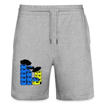 Beer crate art - Stanley/Stella Trainer Unisex Organic Jogging Shorts - heather grey - Front - Nik (191cm) & Marisol (170cm)