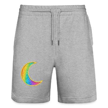 Conception de paillettes de lune arc-en-ciel - Short de jogging bio TRAINER Stanley/Stella unisexe - gris chiné - Devant - Nik (191cm) & Marisol (170cm)