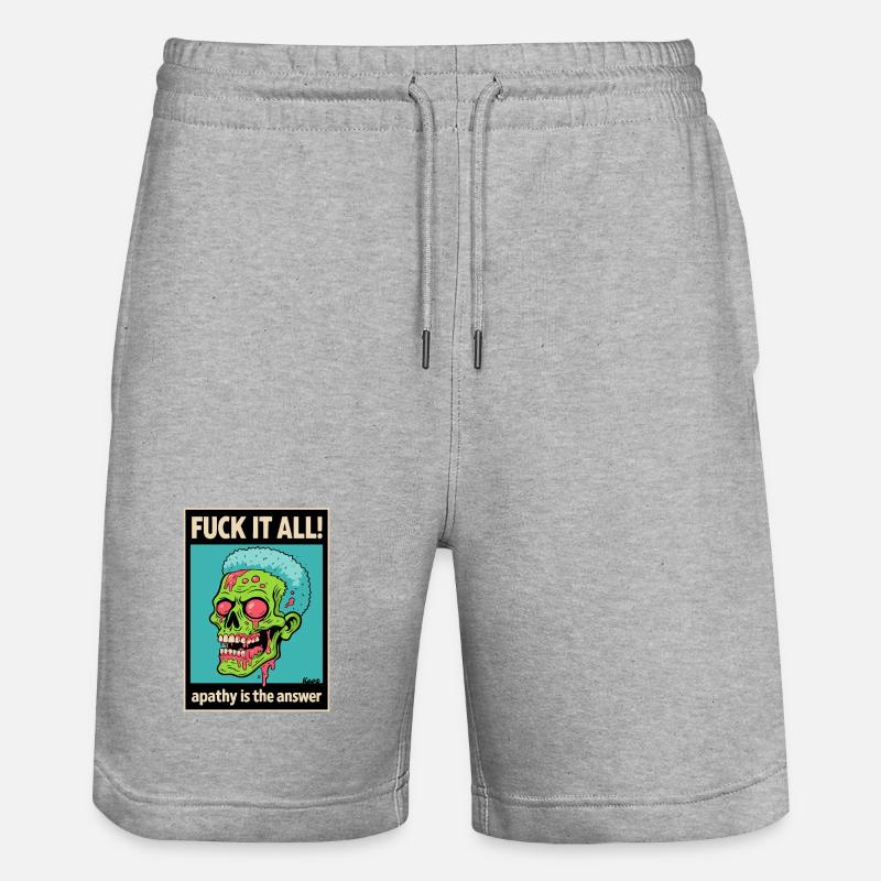 Zombie Totenschädel mit mutigem Statement - Stanley/Stella Unisex Bio Joggingshorts Trainer  - Grau meliert