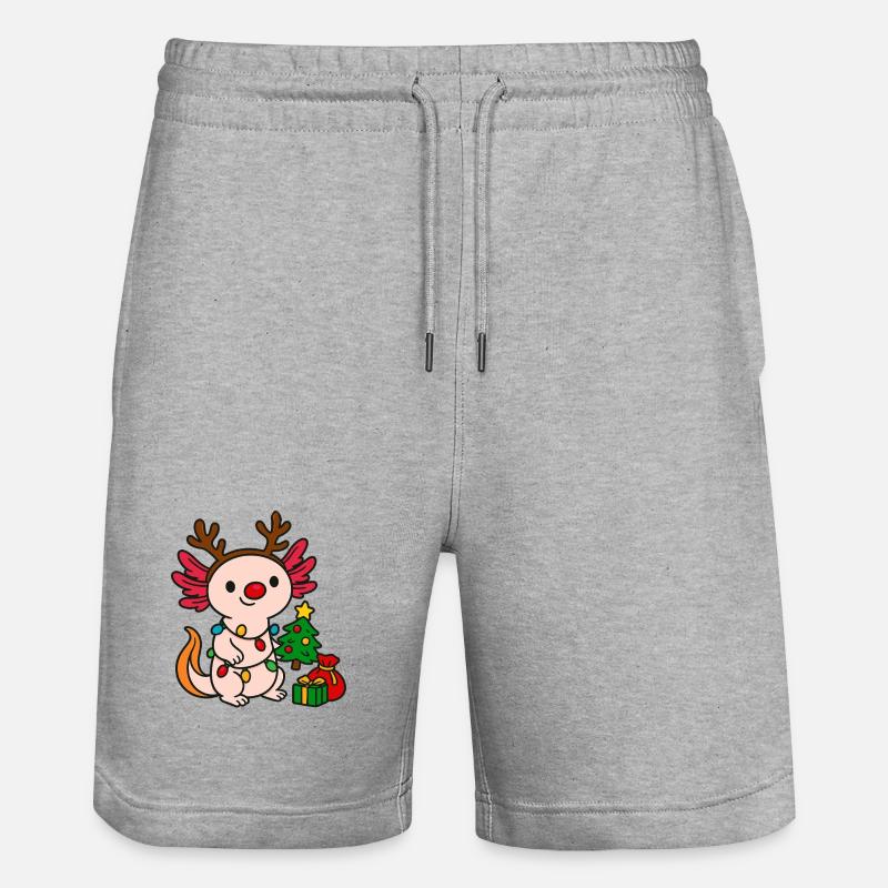 Axolotl de Noël avec guirlandes lumineuses - Short de jogging bio TRAINER Stanley/Stella unisexe - gris chiné