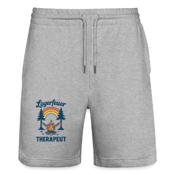 Campfire Therapist Camper Design for Camping - Stanley/Stella Trainer Unisex Organic Jogging Shorts - heather grey - Front - Nik (191cm) & Marisol (170cm)