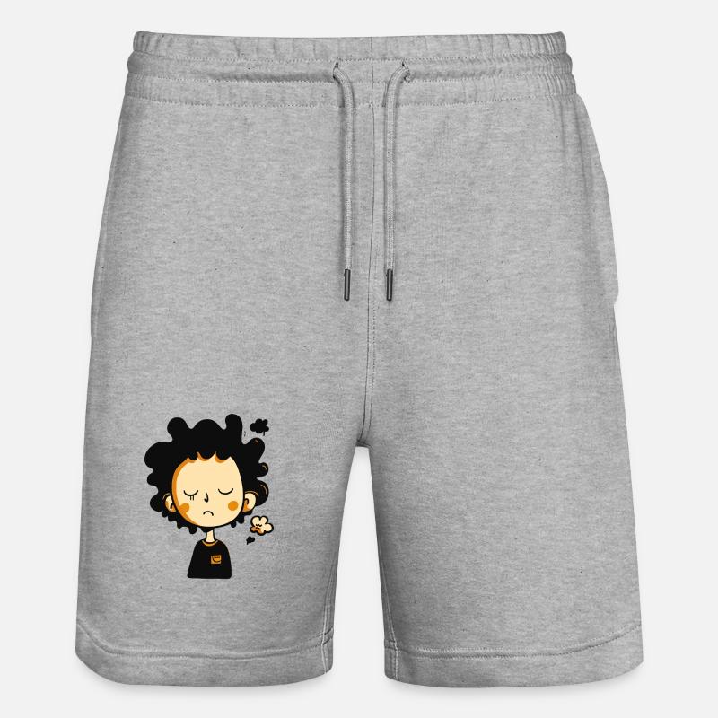 Dessin animé expressif d’humeur à transpirer - Short de jogging bio TRAINER Stanley/Stella unisexe - gris chiné