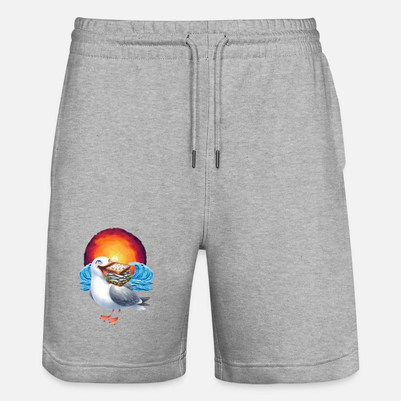 maritim Möwe Möwen Sandwich - Stanley/Stella Unisex Bio Joggingshorts Trainer - Grau meliert