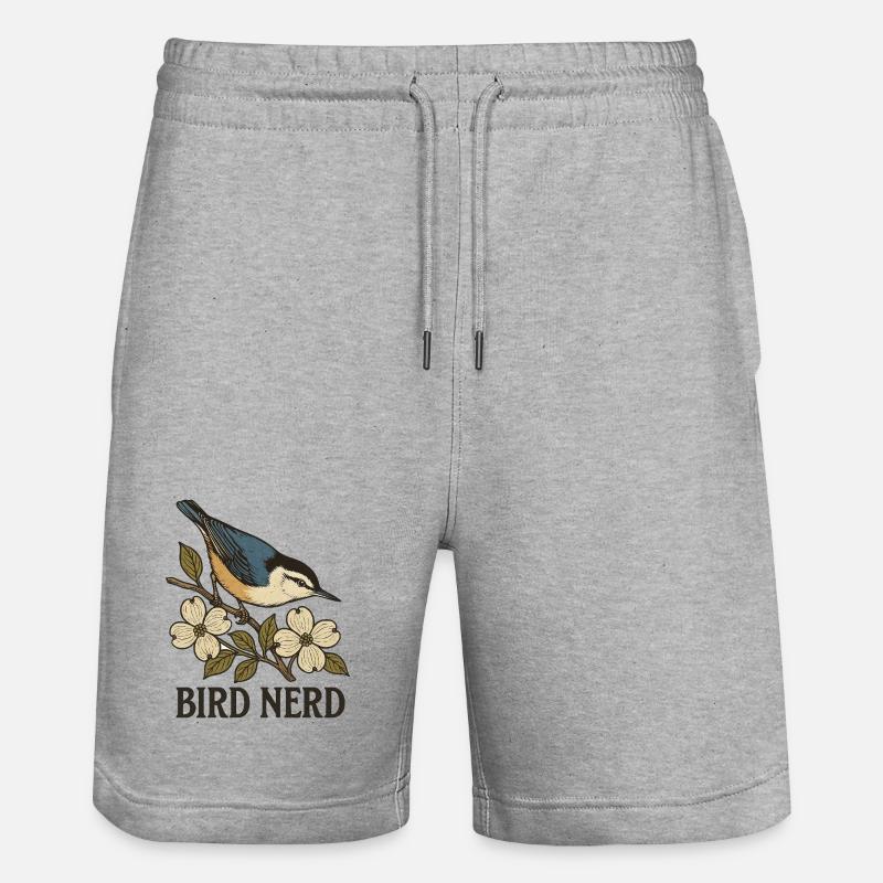 Eleganter blau-schwarzer Singvogel Vogel Nerd - Stanley/Stella Unisex Bio Joggingshorts Trainer  - Grau meliert