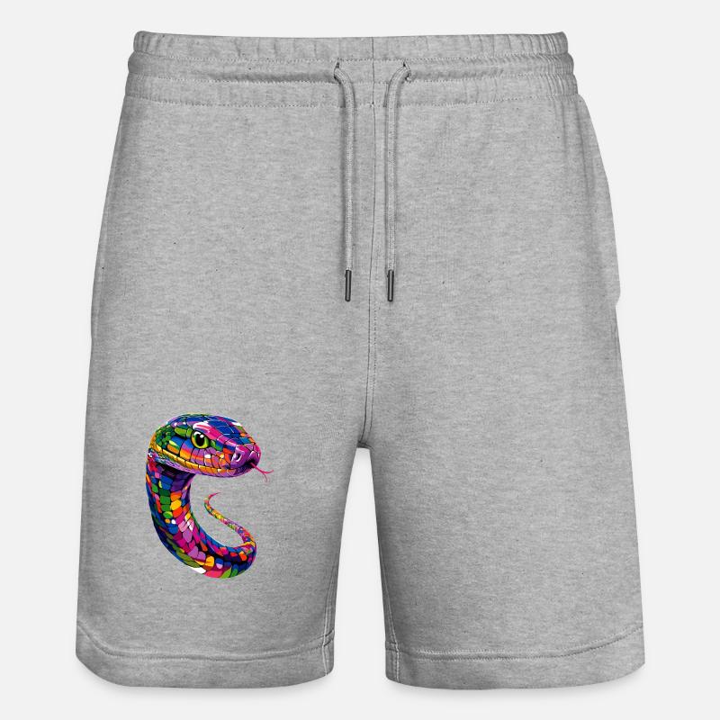 snake, python, cobra, rattlesnake, snakes - Stanley/Stella Trainer Unisex Organic Jogging Shorts - heather grey