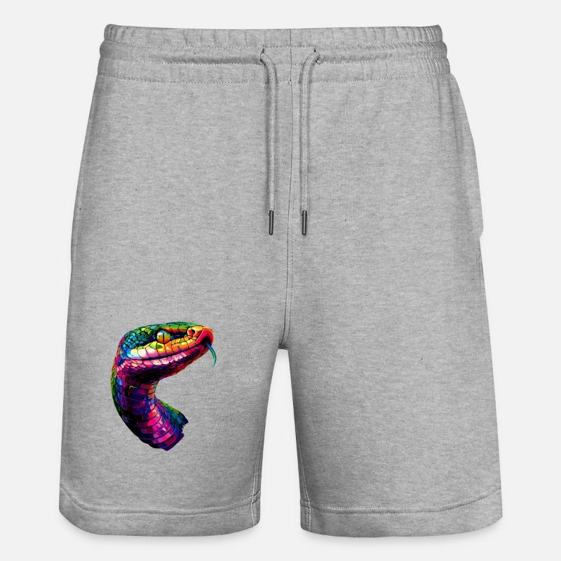 snake, python, cobra, rattlesnake, snakes - Stanley/Stella Trainer Unisex Organic Jogging Shorts - heather grey