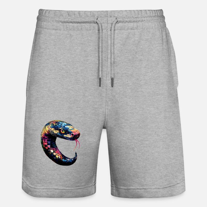 Schlange Python Kobra Klapperschlange Schlangen - Stanley/Stella Unisex Bio Joggingshorts Trainer  - Grau meliert