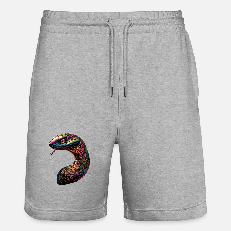 Schlange Python Kobra Klapperschlange Schlangen - Stanley/Stella Unisex Bio Joggingshorts Trainer  - Grau meliert