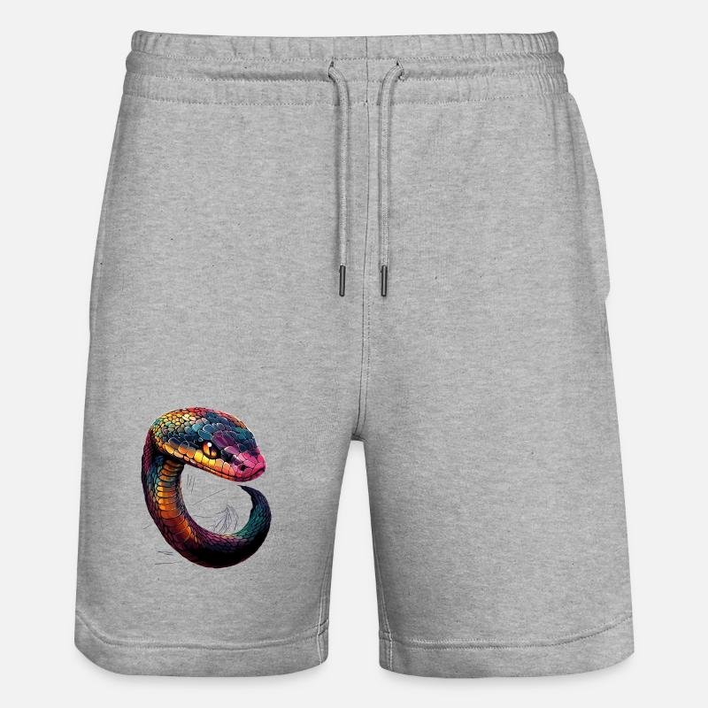 snake, python, cobra, rattlesnake, snakes - Stanley/Stella Trainer Unisex Organic Jogging Shorts - heather grey