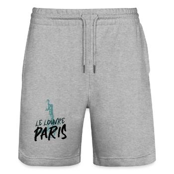 Paris, Louvre Klassische Kunst Venus von Milo - Stanley/Stella Unisex Bio Joggingshorts Trainer  - Grau meliert - Vorne - Nik (191cm) & Marisol (170cm)