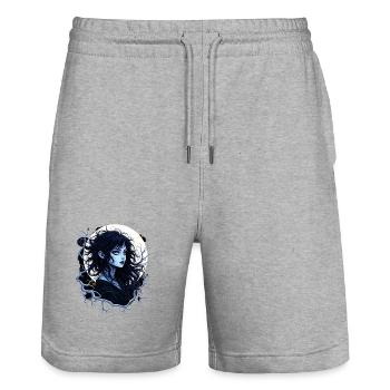 Moonlight Shadow Spell Anime - Stanley/Stella Trainer Unisex Organic Jogging Shorts - heather grey - Front - Nik (191cm) & Marisol (170cm)