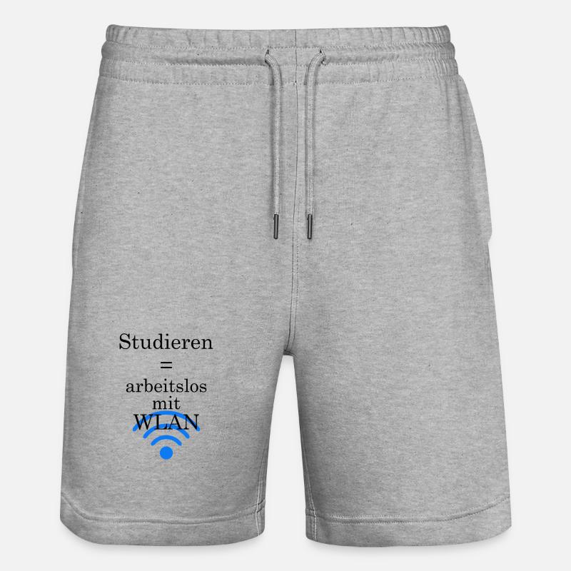 Unispruch "Arbeitslos mit WLAN" Geschenk Studenten - Stanley/Stella Unisex Bio Joggingshorts Trainer  - Grau meliert