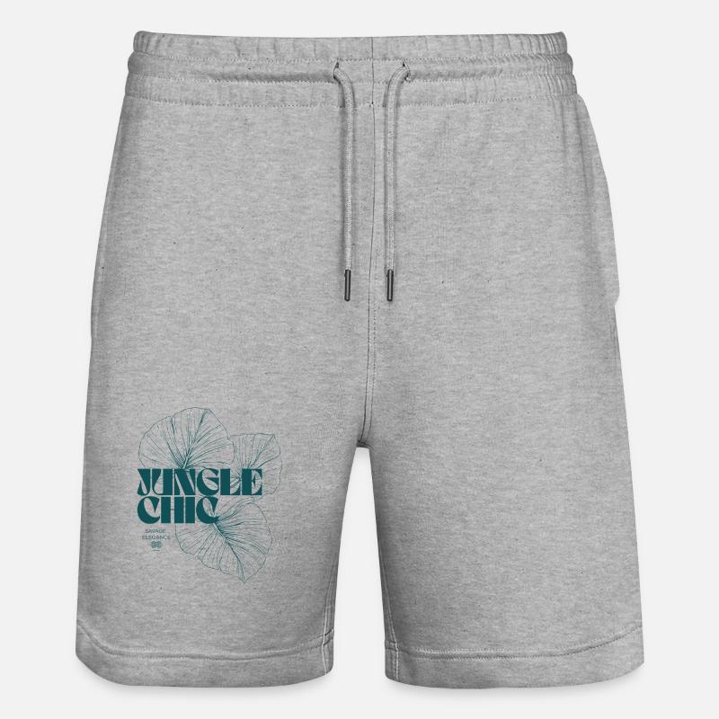 Botanical Jungle Monstera Leaf Pattern Design - Stanley/Stella Trainer Unisex Organic Jogging Shorts - heather grey