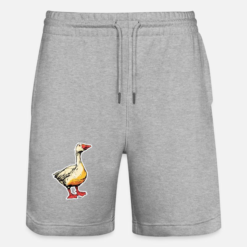 Comic Gans mit Schnabel - Stanley/Stella Unisex Bio Joggingshorts Trainer  - Grau meliert